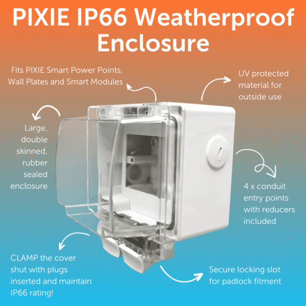 PIXIE SWPXG66CL Weatherproof Enclosure IP66 for PIXIE Power Points