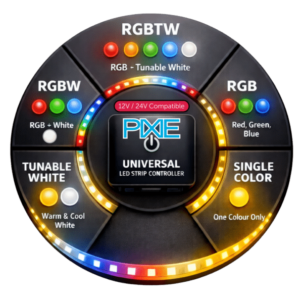 PIXIE Universal LED Strip Controller RGBWCCT - All-in-One LED Strip Dimmer