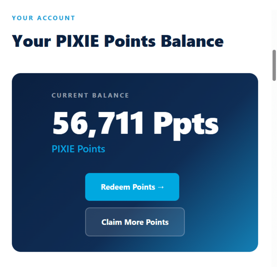 PIXIE Points dashboard
