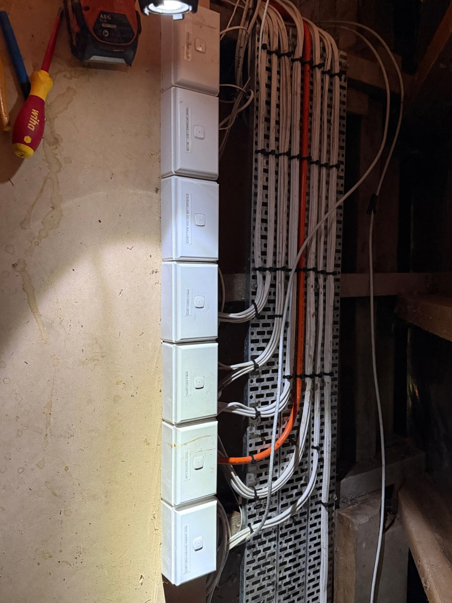 PIXIE modules wired in a column within the roof space